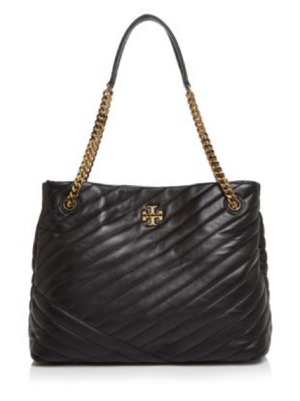 Tory Burch Kira Chevron Quilted Leather Tote – Black/Gold
